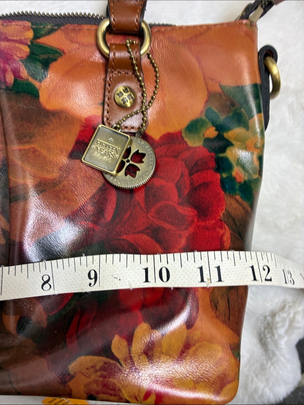Patricia Nash Multicolor Floral Leather Shoulder Bag with Brown Handles - Picture 6 of 6
